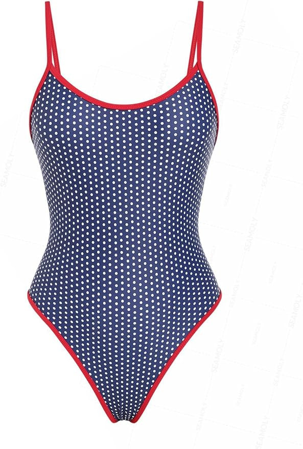 seamoly Blue Gingham Tie Around Criss Cross Backless Plunging Neck One-Piece Swimsuit | Amazon (US)