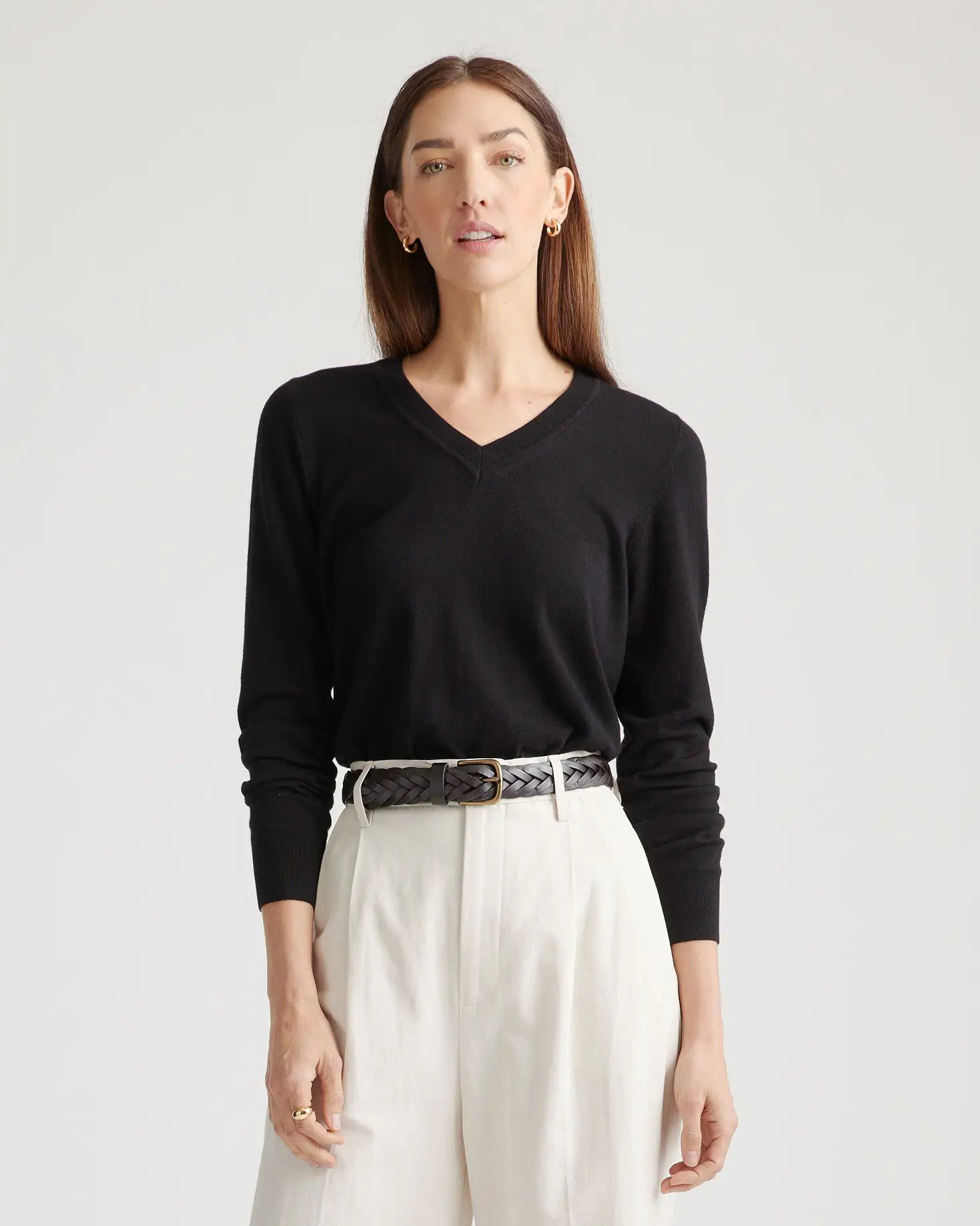 Lightweight Cotton Cashmere V-Neck Sweater | Quince