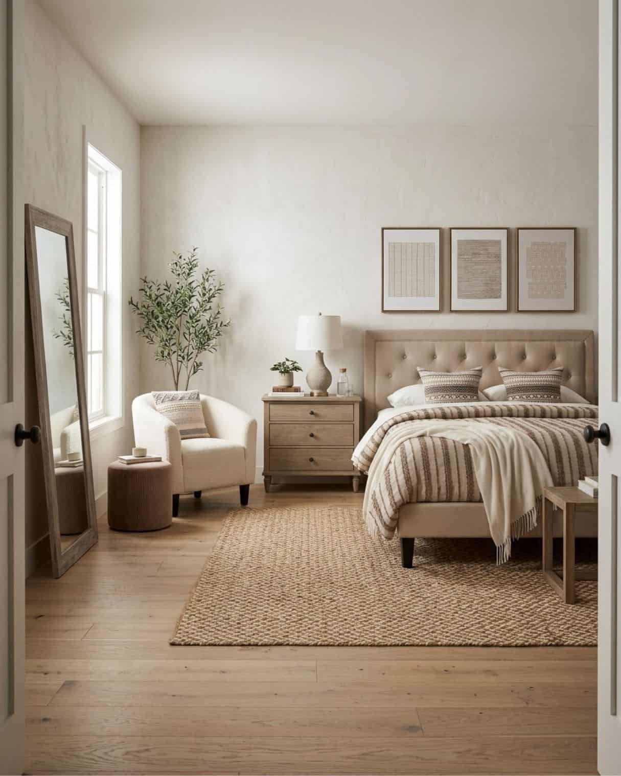 Earthy Neutral Tufted Bedroom Design

*Note: This is a digital room mockup showcasing product styling ideas from my room design mood board.

#LTKHome