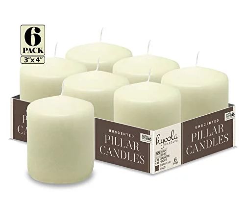 Hyoola, 3 x 4 Inch Unscented Dripless Pillar Candles - Ivory Color (6 Pack) - Walmart.com | Walmart (US)