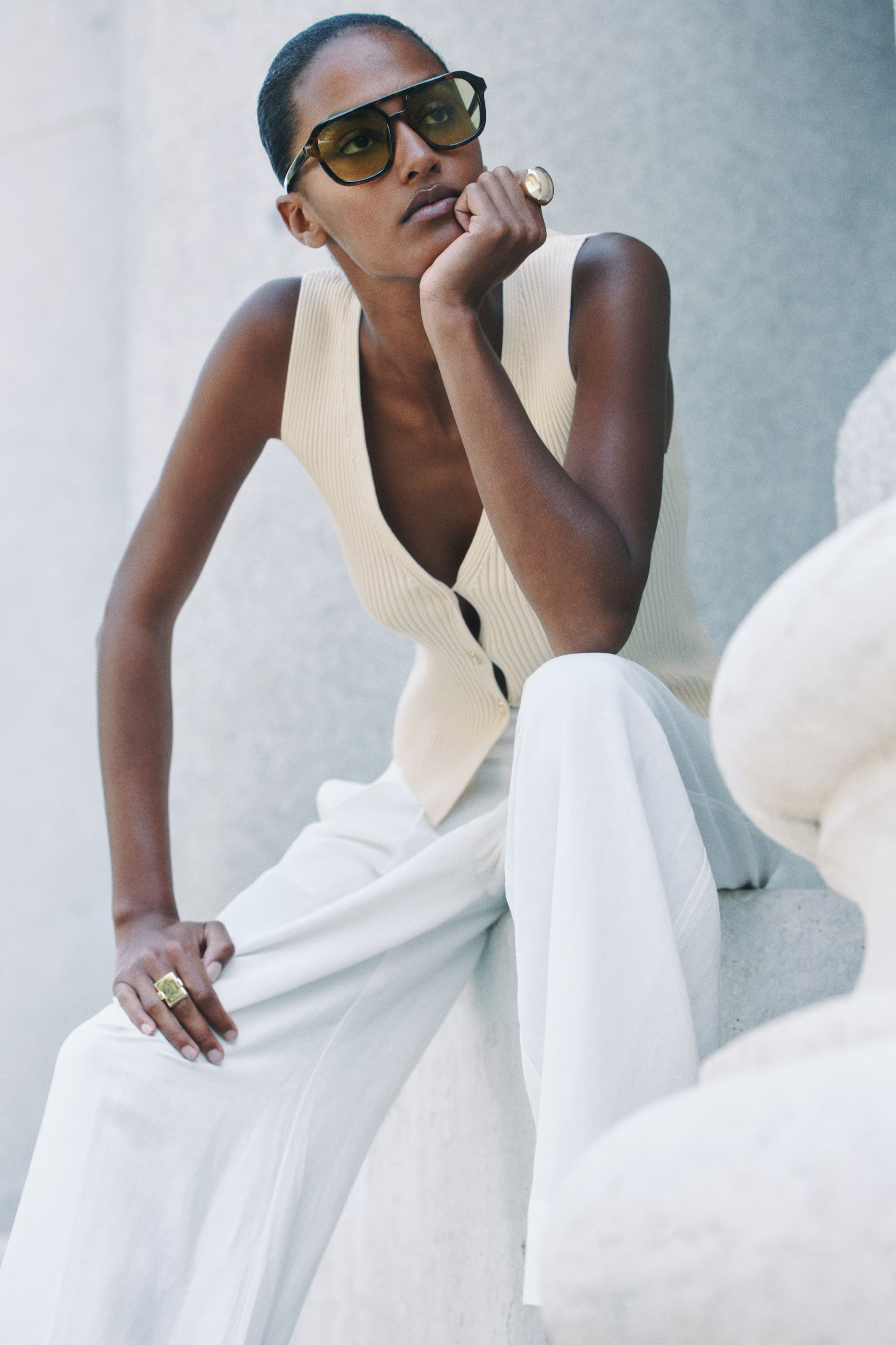 Rib-Knit Vest - Cream - Ladies | H&M US | H&M (US + CA)