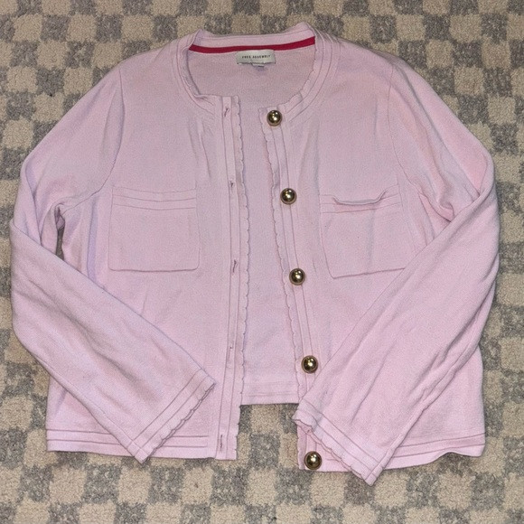 Chic Pink Cardigan with Gold Accents | Poshmark