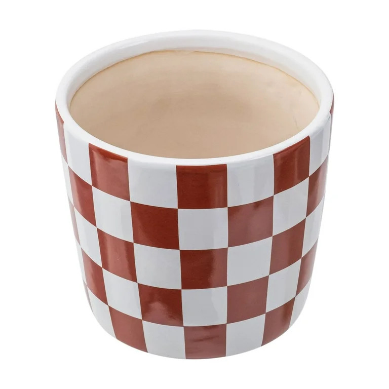 Mainstays 6 Inch Red White Checkered Planter | Walmart (US)