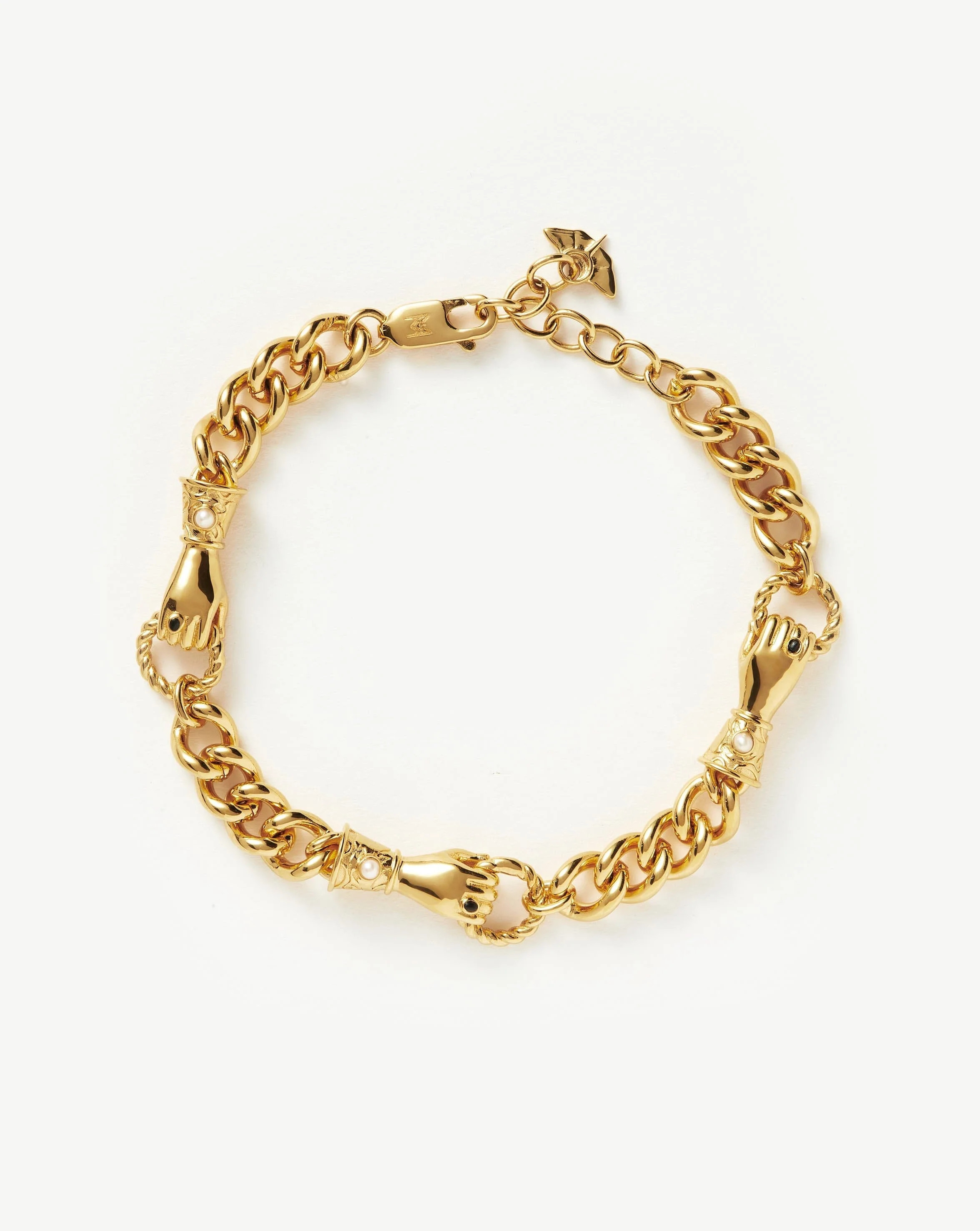 Harris Reed In Good Hands Charm Bracelet |18ct Gold Plated/Black Onyx & Pearl Bracelets | Missoma US