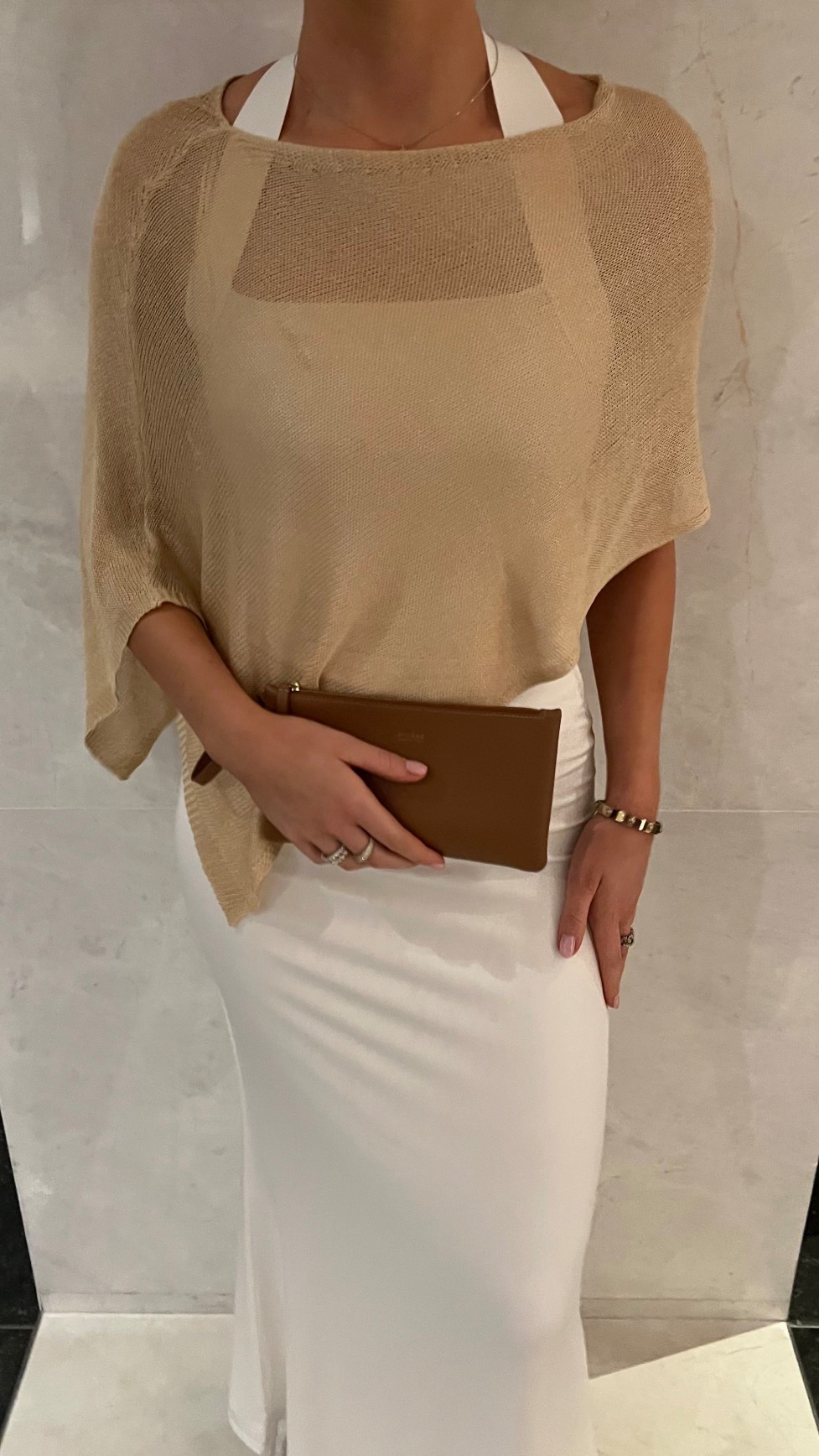 white & beige outfit. Maxi skirt, poncho. Classy outfit .

#LTKStyleTip