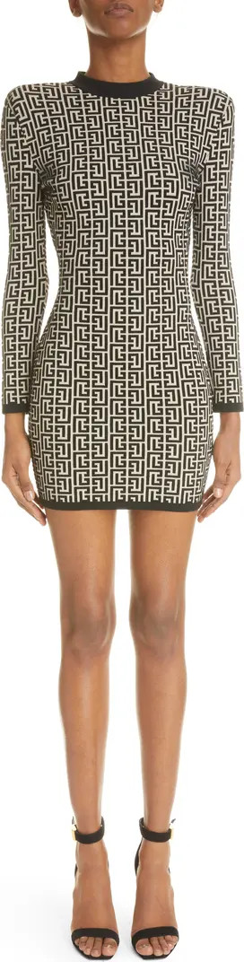 Balmain Monogram Jacquard Wool Blend Minidress | Nordstrom | Nordstrom