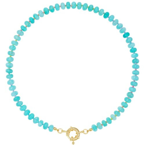 KissYan Beaded Necklaces for Women, Natural Chunky Choker(Amazonite) | Amazon (US)