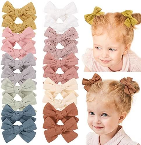 Amazon.com: 20pcs Baby Girl Hair Bows Clips Fully Lined Barrettes Hair Accessories for Little Gir... | Amazon (US)