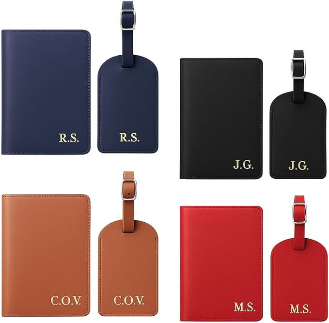 Custom Passport Cover & Luggage Tag Set – Personalized Monogrammed Travel Wallet for Him & Her ... | Amazon (US)