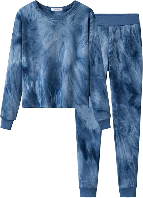 Soft Tie Dye Crop Sweatshirts & Pants Clothes Set for Big/Teen Girls Size 6-18 | Amazon (US)