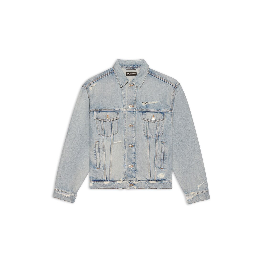 Barcode Large Fit Jacket in Blue | Balenciaga