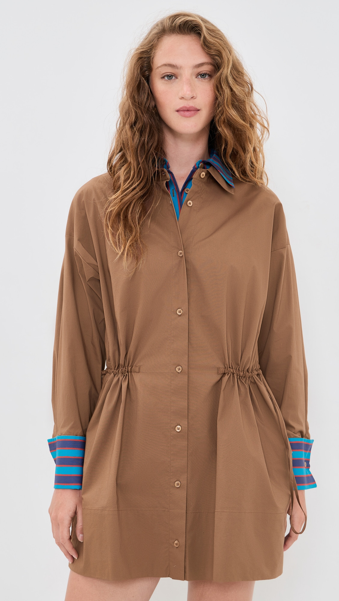 STAUD Uptown Mini Dress Cigar/Potter Stripe XS | Shopbop