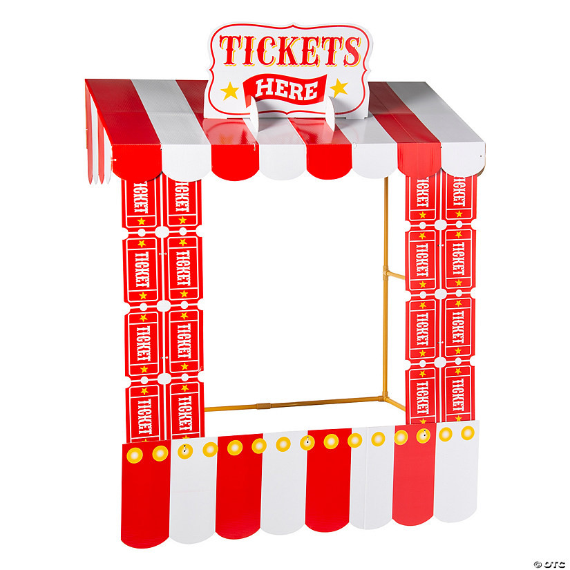 56" x 74" Carnival Ticket Booth Cardboard Tabletop Hut with Frame Decorating Kit – 6 Pc. | Oriental Trading Company