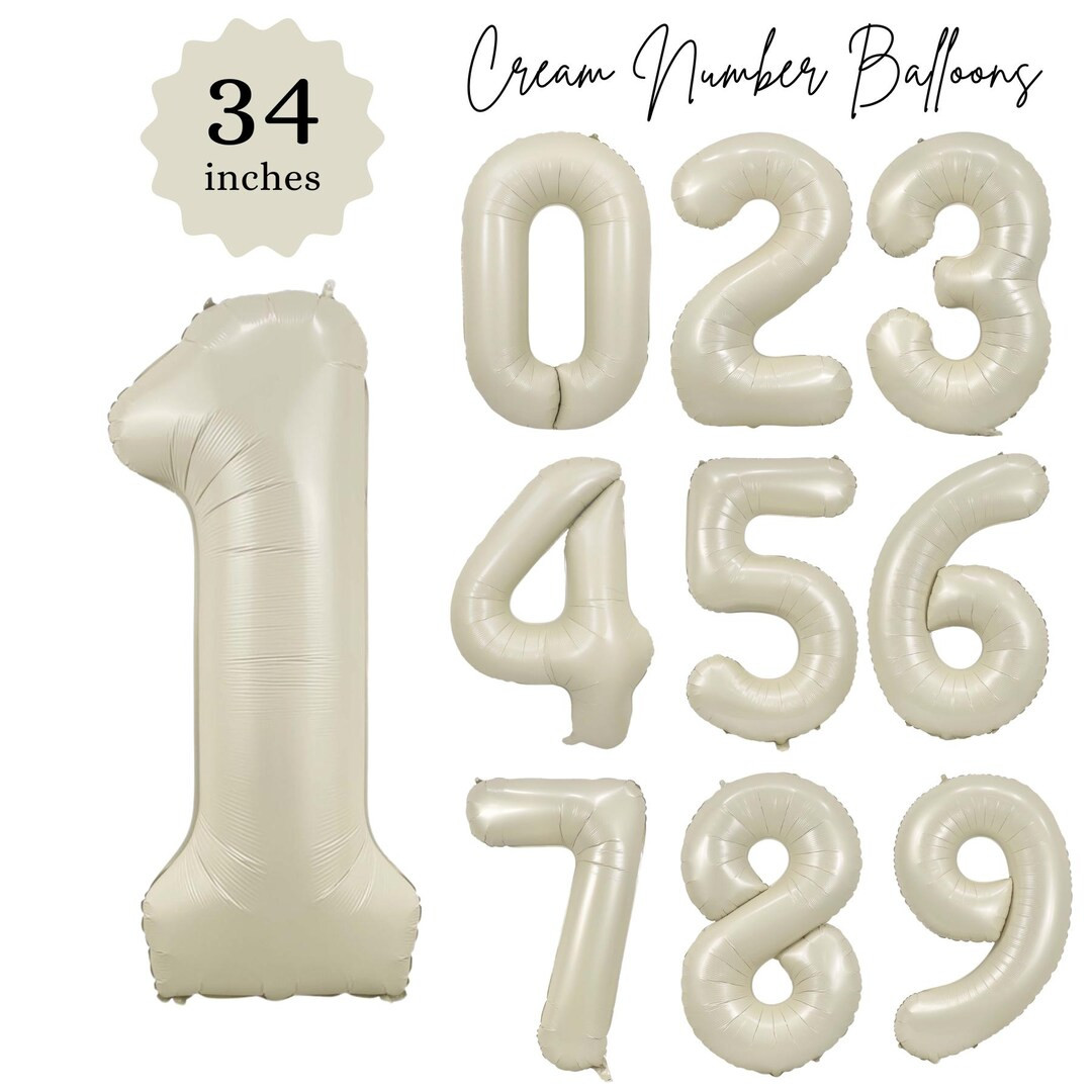 Cream Jumbo Number Balloon~cream Number Balloons~first Birthday~boho Birthday~0 1 2 3 4 5 6 7 8 9... | Etsy (US)