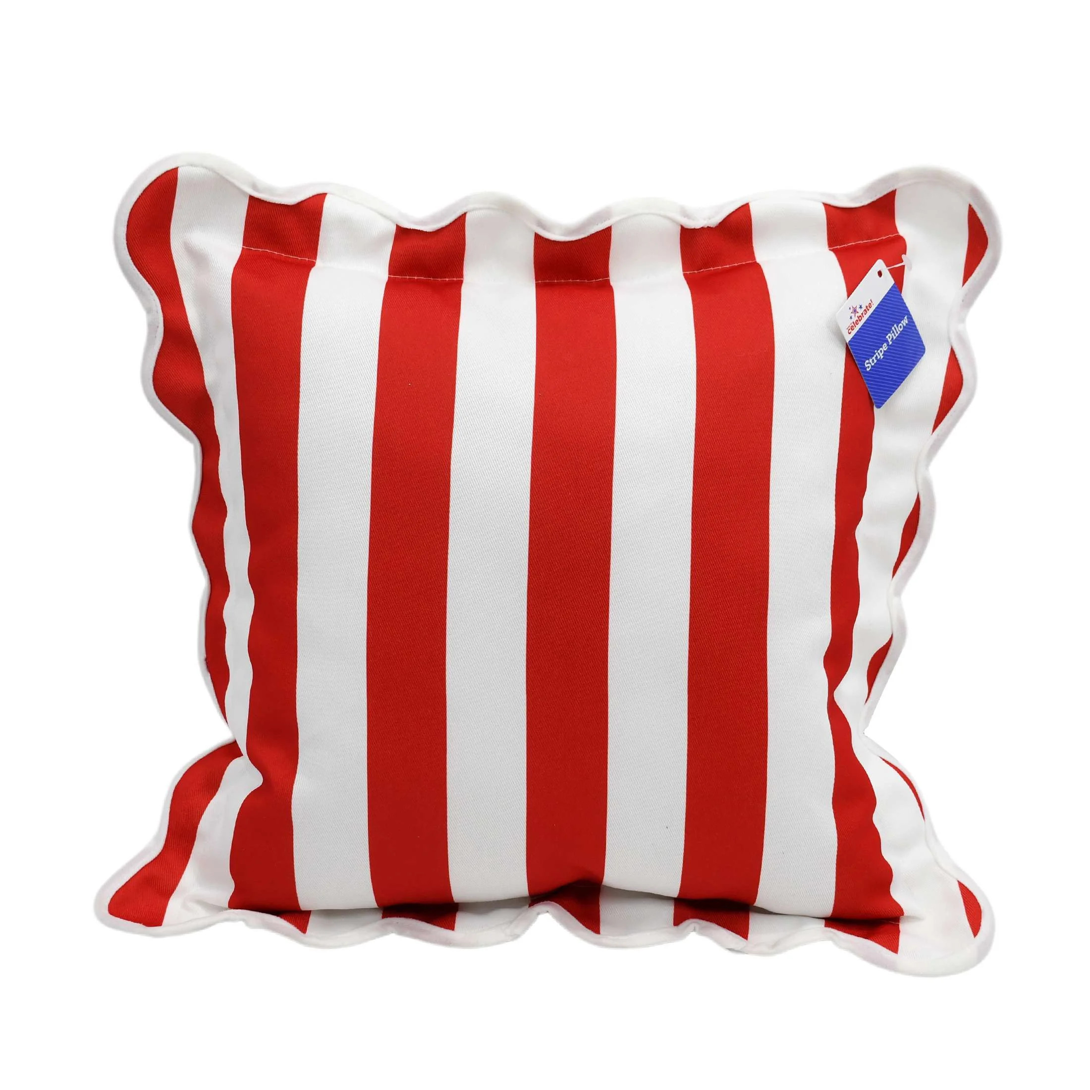 Way To Celebrate Striped Decorative Pillow, Red/Cream, 18x18 Inches, Patriotic Decor | Walmart (US)