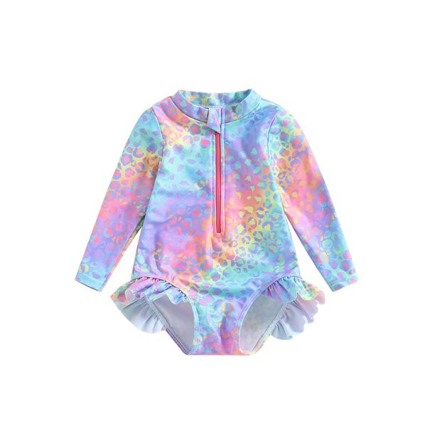 Kids Baby Girls Swimsuits Fish Scale Print Ruffles Long Sleeve Jumpsuit Swimwear Beachwear Bathin... | Walmart (US)