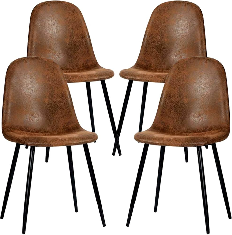 FurnitureR Dining Chairs Set of 4, Fabric Suede Dining Room Side Seating, Kitchen Chairs with Met... | Amazon (US)