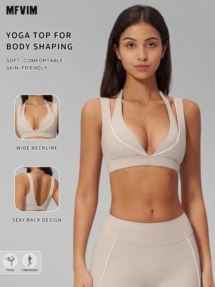 MFVIM Women's Criss-Cross Back Yoga Bra, Seamless Sports Bra For Outdoor Running, Fitness, Yoga, ... | SHEIN