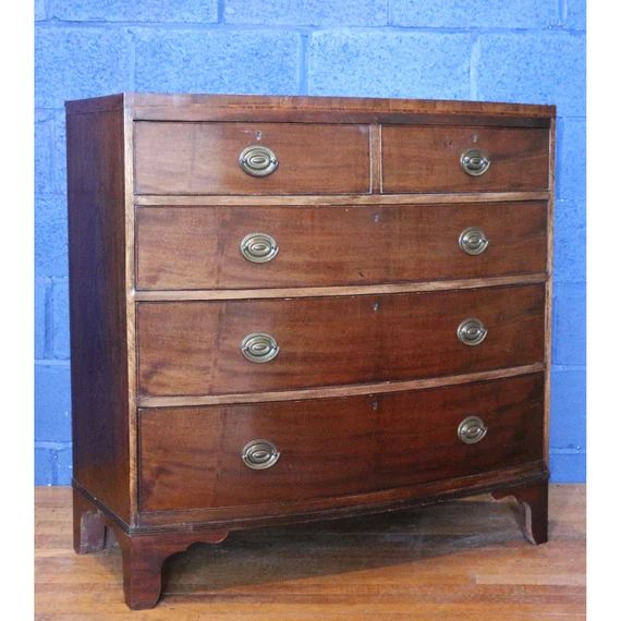 A Regency Inlaid Mahogany Bow Fronted Chest of 2 over 3 Graduated Drawers | Etsy (US)