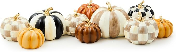 MACKENZIE-CHILDS Autumnology Resin Pumpkin Cluster, Check and Stripe | Amazon (US)