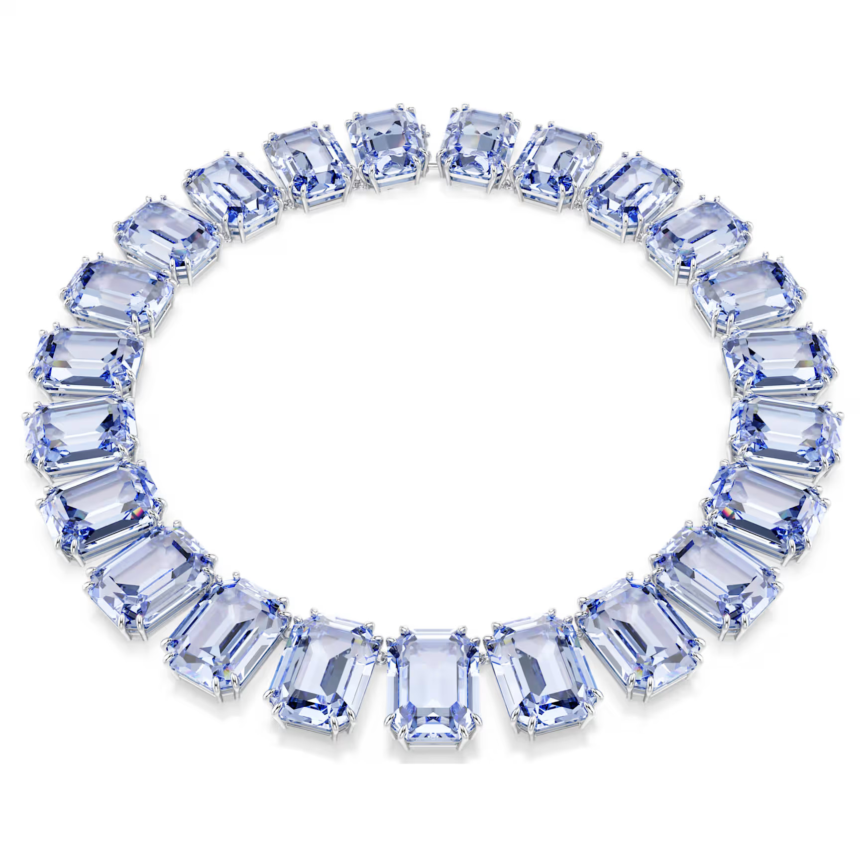 Millenia necklace, Oversized crystals, Octagon cut, Blue, Rhodium plated by SWAROVSKI | SWAROVSKI