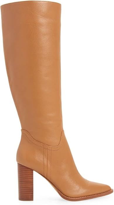 Vince Camuto Eckina Natural Tan Leather Block Heel Pointed Toe Knee-High Boot (Natural Tan, 8) | Amazon (US)
