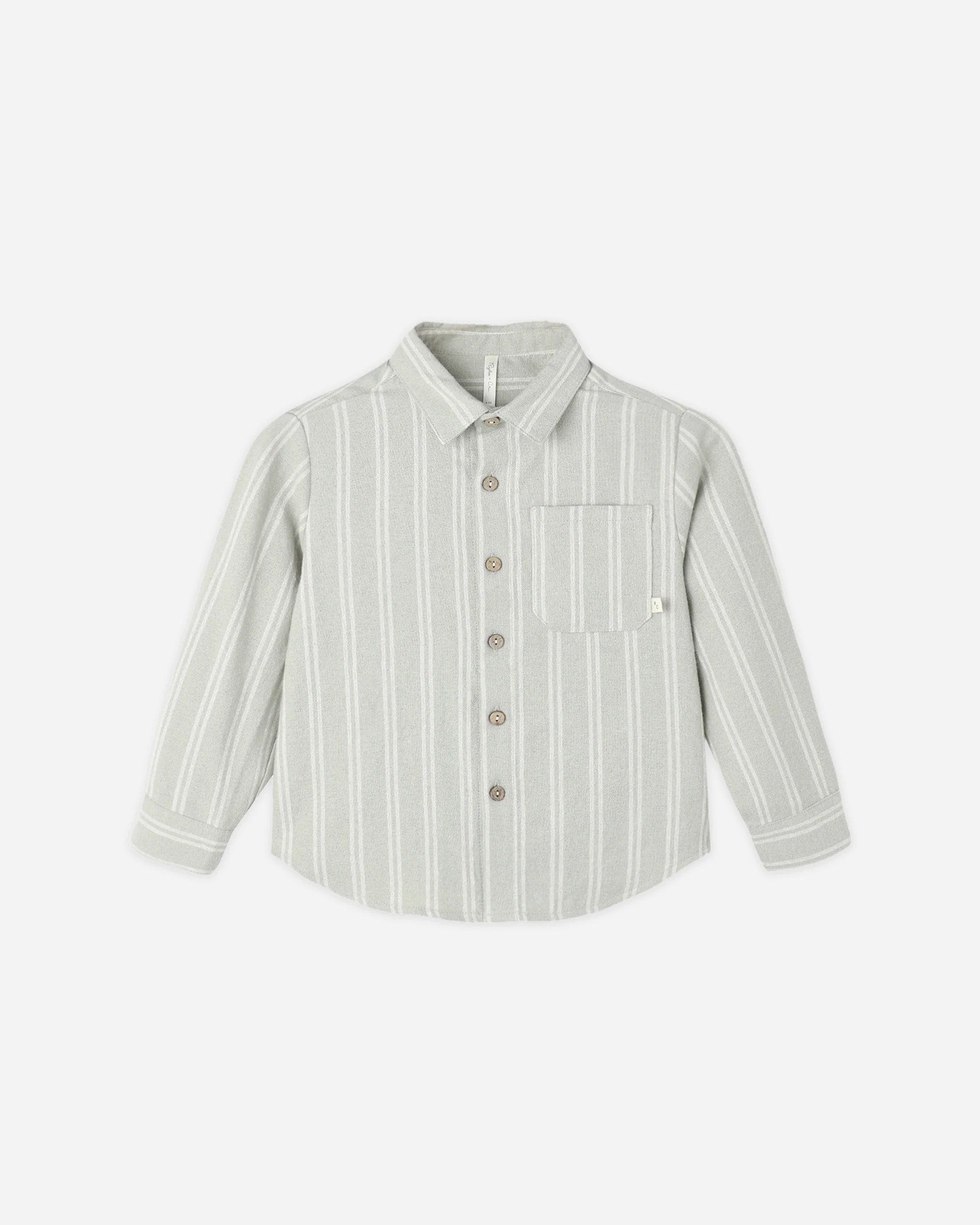 Collared Long Sleeve Shirt Sage Pinstripe | Rylee + Cru