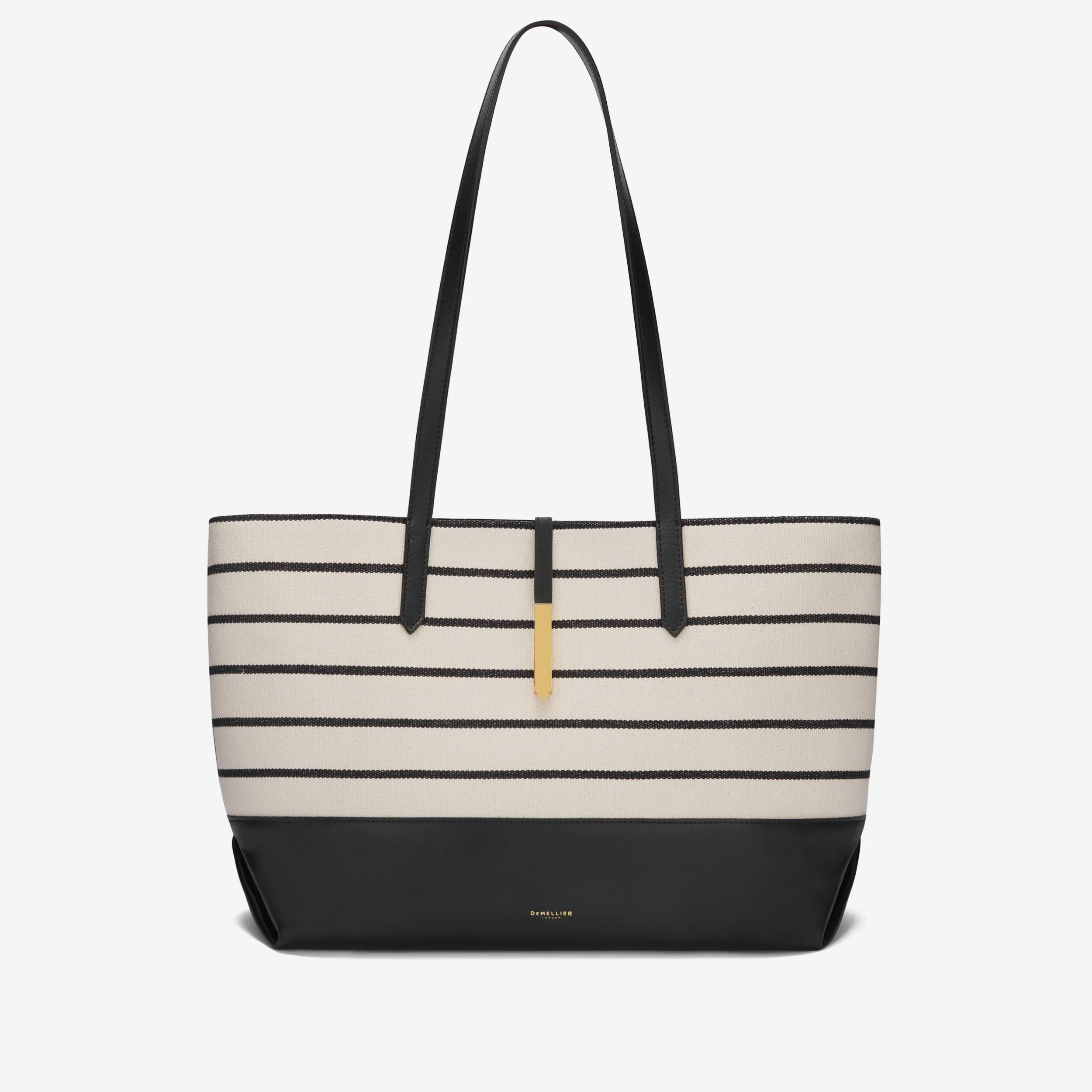 The Tokyo Tote | Black Striped Ecru Canvas | DeMellier | DeMellier