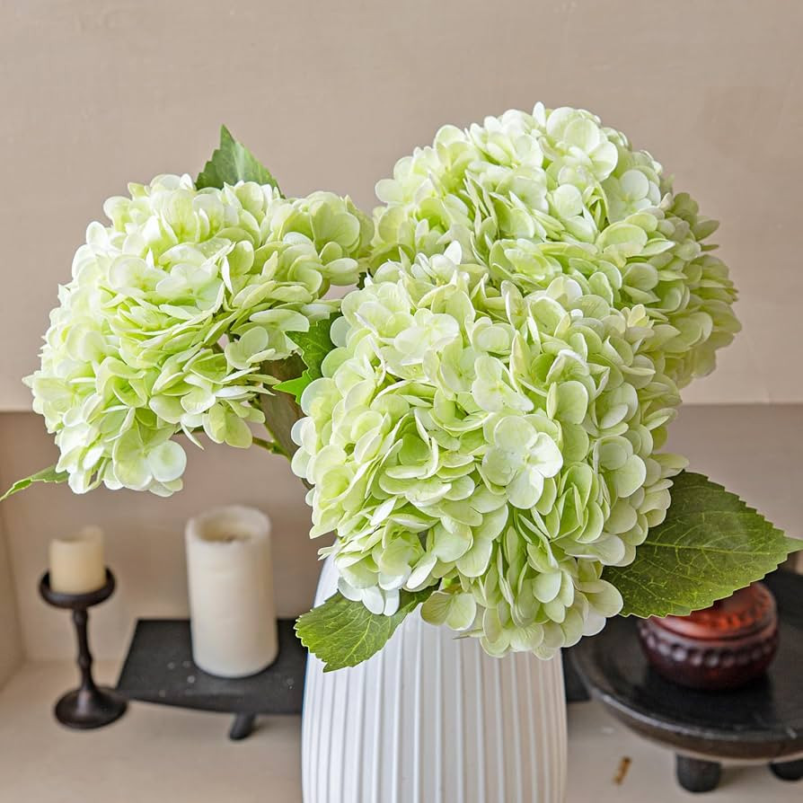 Large Soft Touch Artificial Hydrangea Flowers Bouquet - 4Pcs Blue Latex Hydrangeas for Wedding, H... | Amazon (US)