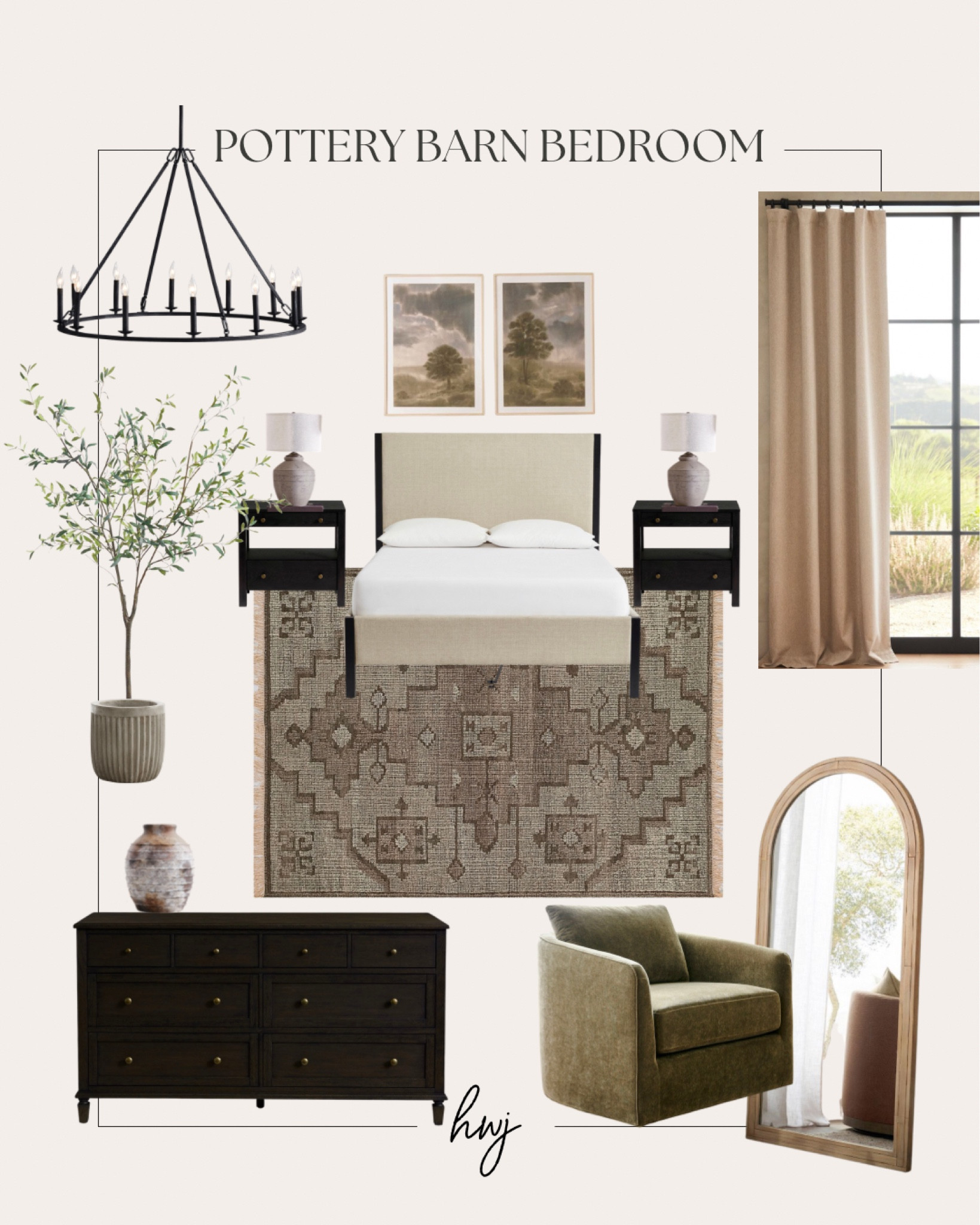 Bedroom design from Pottery Barn