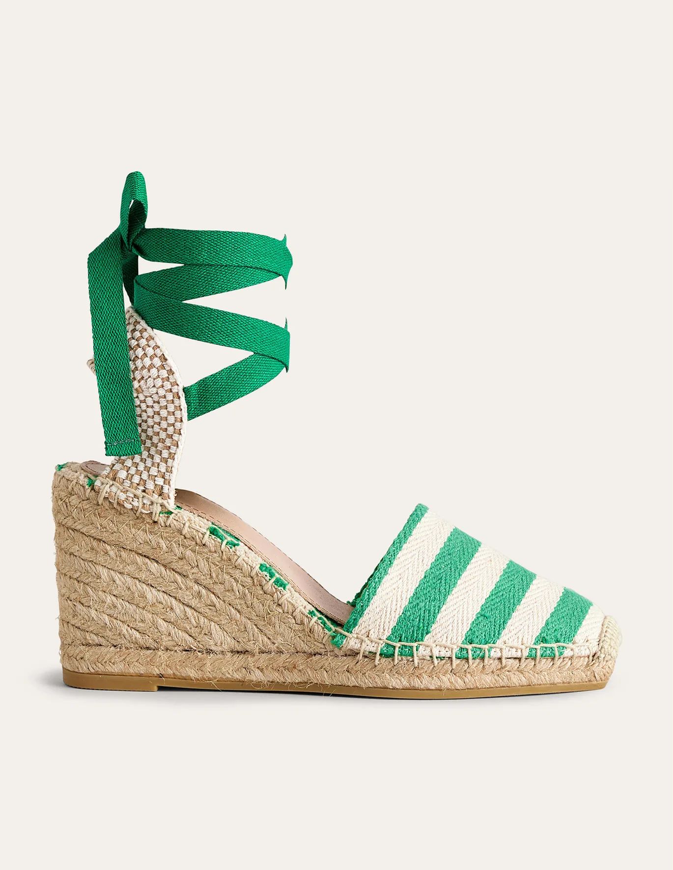 Classic Espadrille Wedges - Green Stripe | Boden (US)
