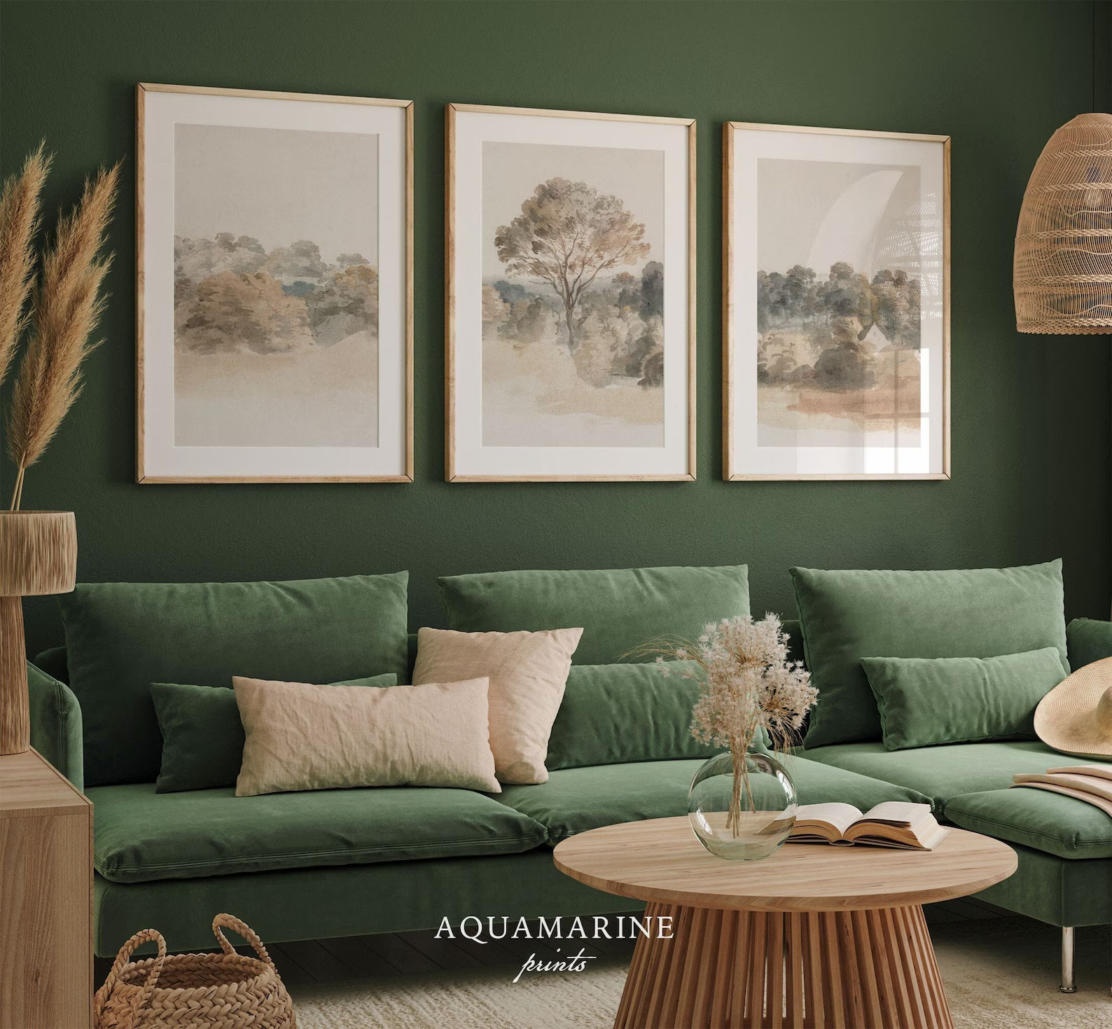 Landscape Set of 3 Prints, Neutral Landscape Painting, Living Room Decor, Vintage Cottage Wall Ar... | Etsy (US)