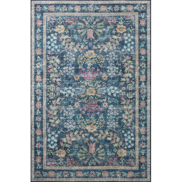 Rifle Paper Co. X Loloi Maison Frances Blue / Multi 5'-0" X 5'-0" Area Rug | Wayfair North America