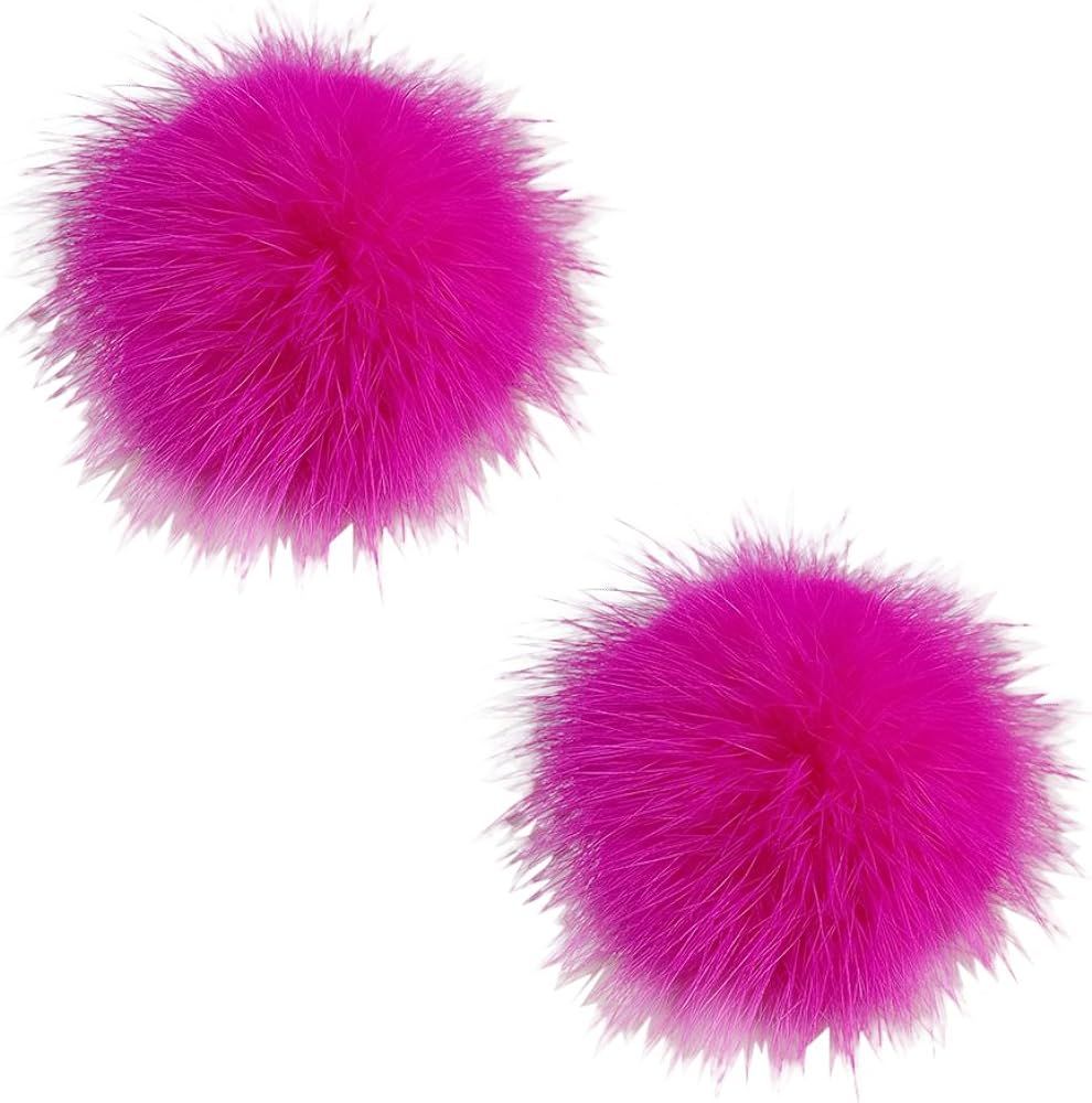 ZAKIA Women' Fluffy Mink Fur Pom Removable Shoe Clips Clutch Wedding Decoration Pack of 2 | Amazon (US)