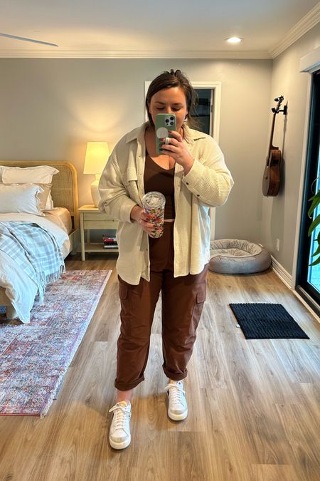 Such a cozy outfit but I feel like the pants elevate the style of it! They literally feel like loose leggings but the fabric makes it look like I dressed up! Te waist band is elastic on the back so they are forgiving. 

Tank: Java size 16
Pants 33
Over shirt XL 


#LTKstyletip #LTKunder100 #LTKcurves
