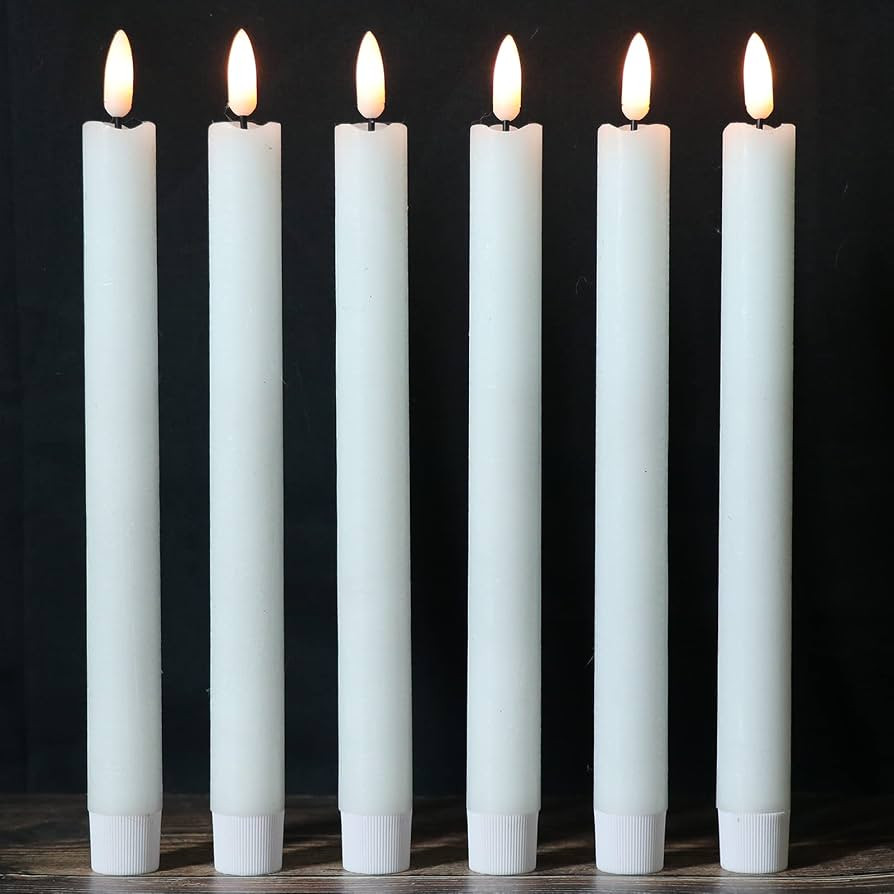 Wondise White Flameless Taper Candles with Timer, 6 Pack Battery Operated LED Flickering Real Wax... | Amazon (US)