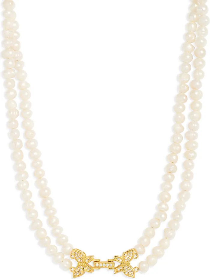 VIDAKUSH Butterfly Clasp Freshwater Pearl Necklace | Nordstrom | Nordstrom