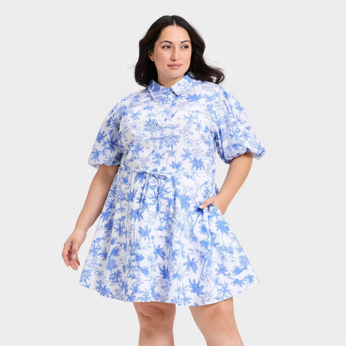 Women's Puff Sleeve Mini Shirtdress - A New Day™ | Target
