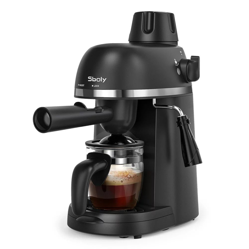 Sboly Coffee Maker Steam Espresso Machine with Milk Frother , New 1-4 Cup Expresso Black | Walmart (US)