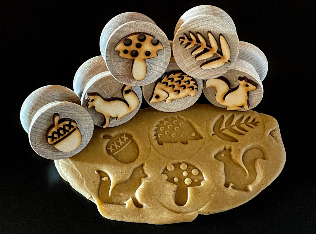 Fall Woodland Stampers|| Set of 6 Handcrafted,wood Playdough Stamps|| Forest Animal Sensory Play|... | Etsy (Global)