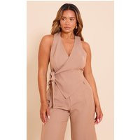Shape Taupe Tailored Tie Side Vest Top | PrettyLittleThing US