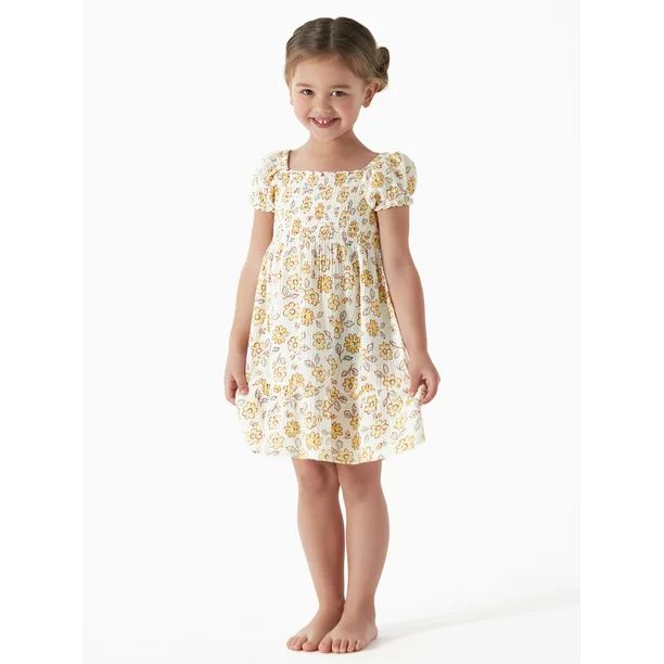 Modern Moments by Gerber Toddler Girl Puff Sleeve Gauze Dress, Sizes 12M-5T | Walmart (US)