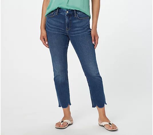 Jen7 by 7 for All Mankind Ankle Straight w/ Scallop Hem - QVC.com | QVC