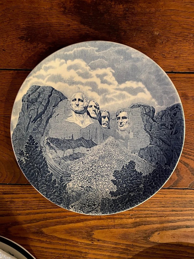 Mount Rushmore Souvenir Plate Blue White Transferware - Etsy | Etsy (Global)