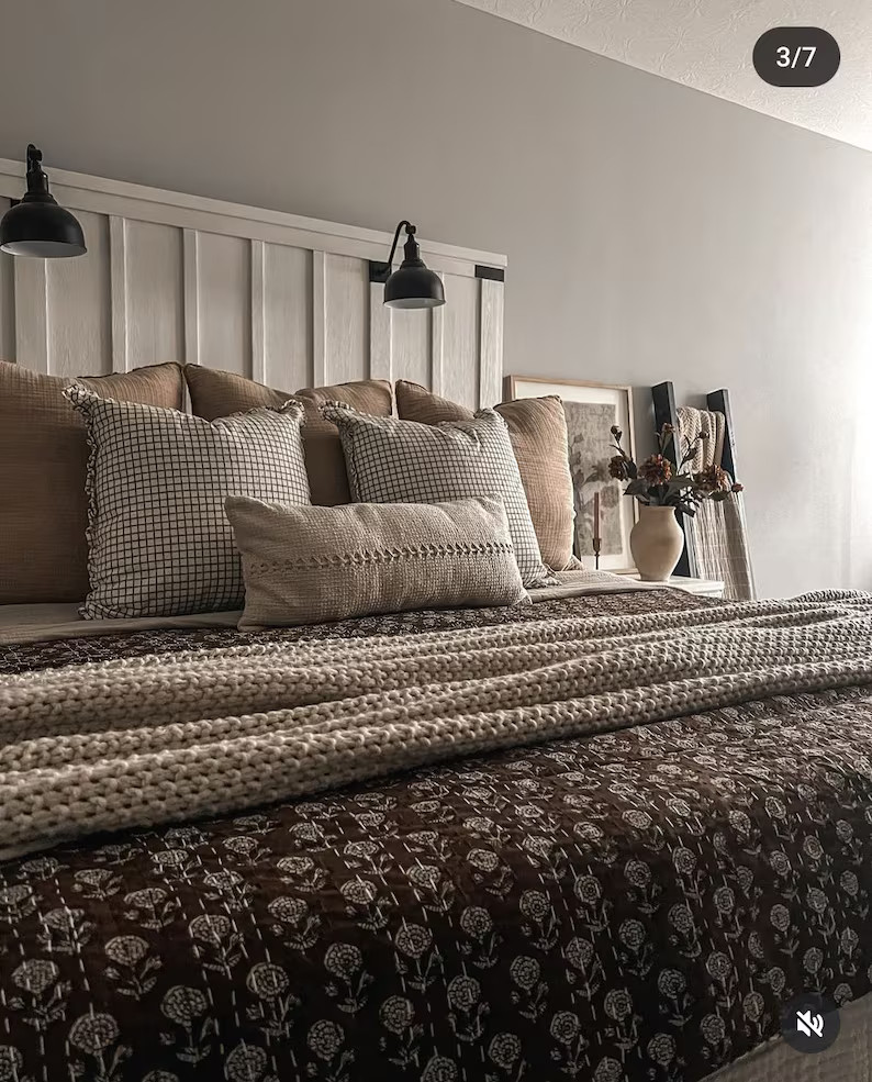 Luxury Indian Floral Kantha Bedding Handblock Flower Print Throw Quilt Cotton Light Weight Summer... | Etsy (US)