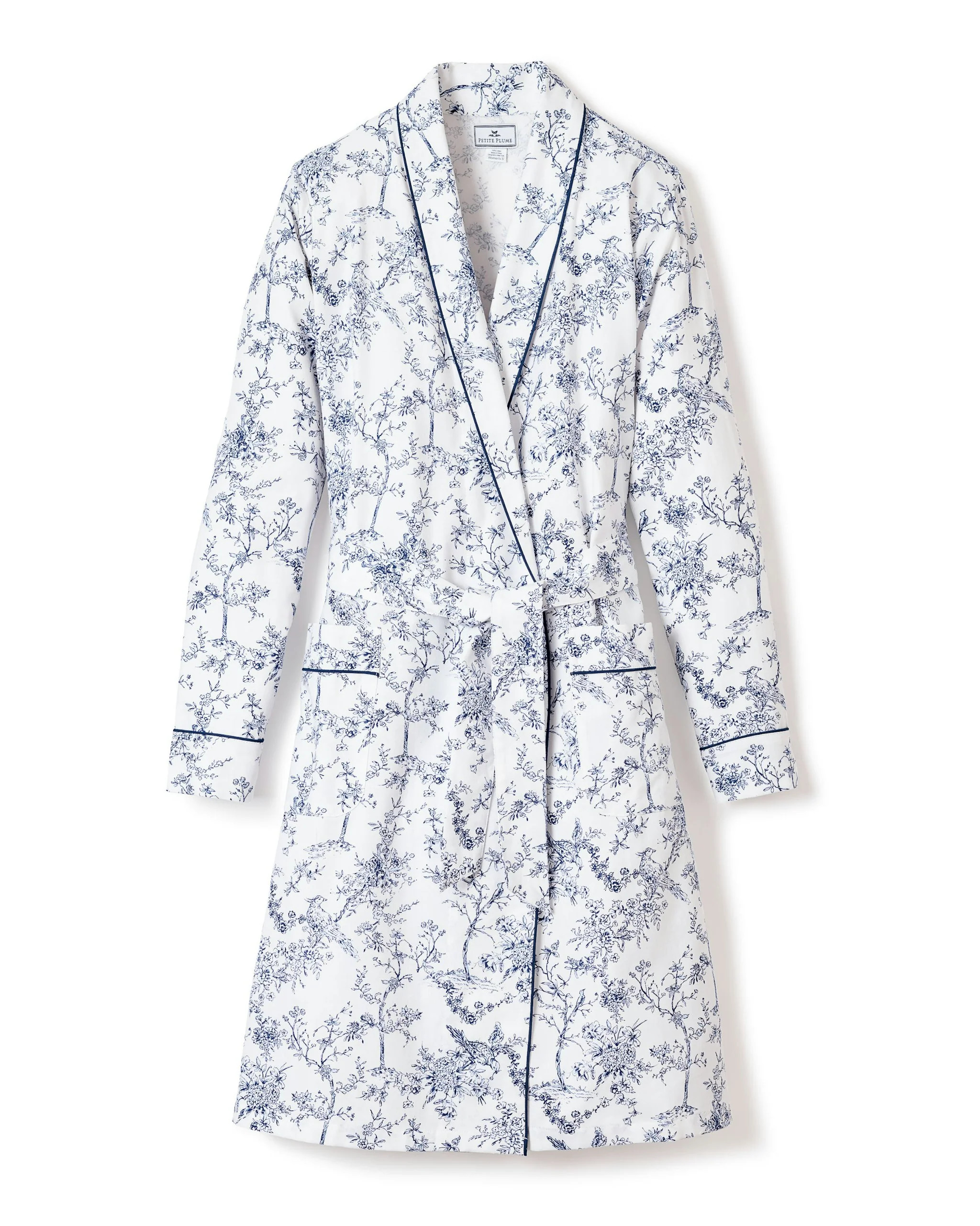 Women's Twill Robe in Timeless Toile | Petite Plume