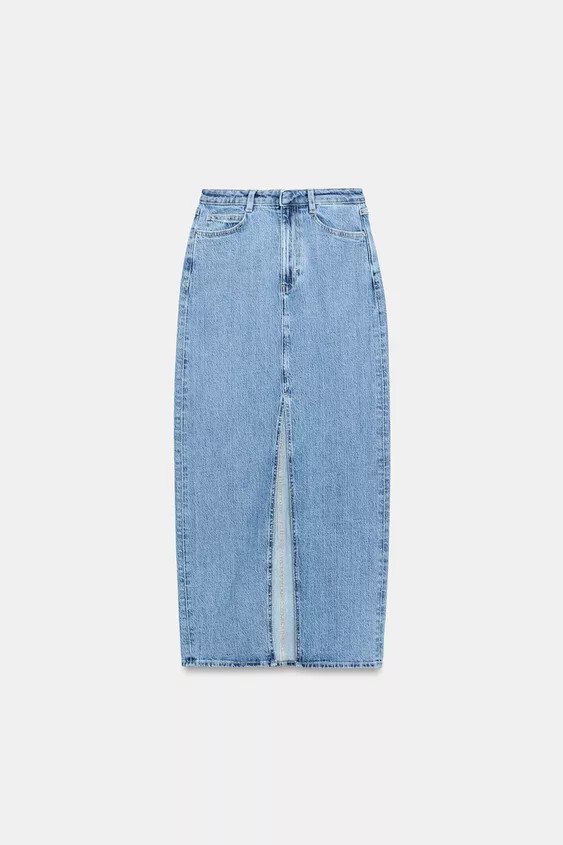 JUPE Z1975 MI-LONGUE EN JEAN À OUVERTURE | Zara FR