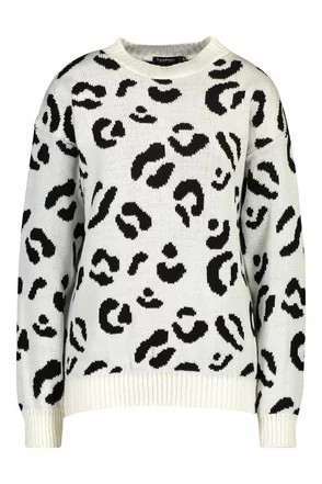 Leopard Knitted Sweater | Boohoo.com (US & CA)