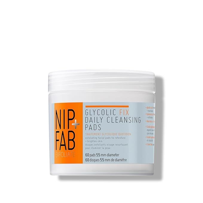 Nip + Fab Glycolic Fix Daily Cleansing Pads, 60 Pads 55mm Diameter | Amazon (US)