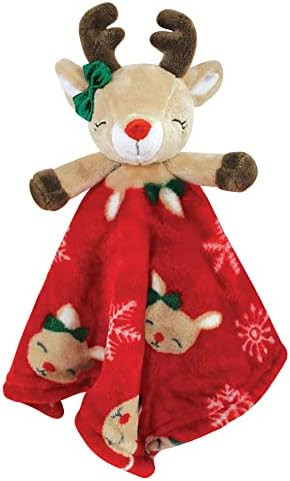 Hudson Baby Unisex Baby Animal Face Security Blanket, Girl Holiday Reindeer, One Size | Amazon (US)